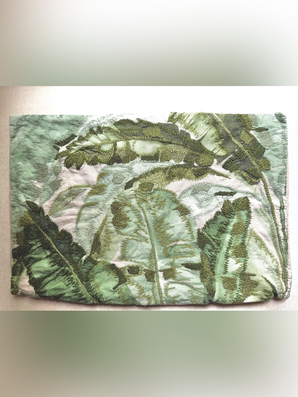Pottery Barn Vintage Palm Embroidered Lumbar Pillow Cover 16x24